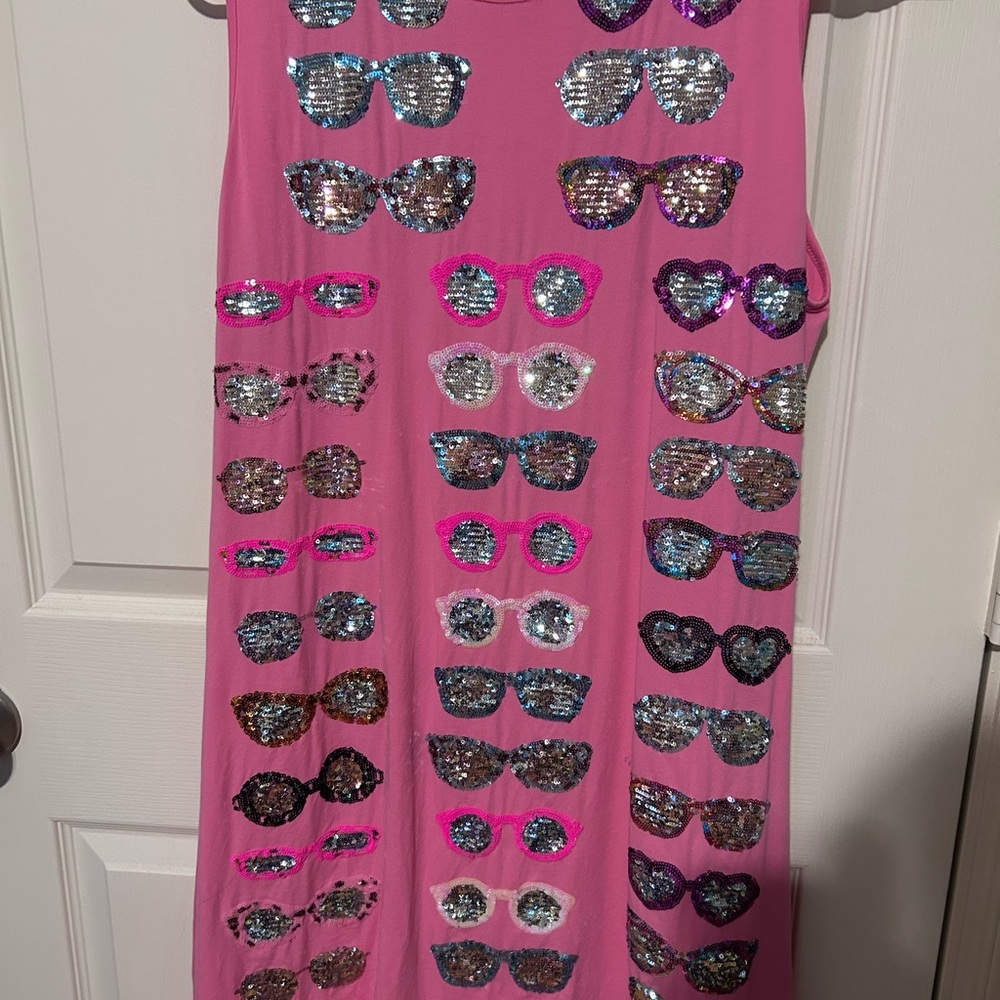 Queen of Sparkles Pink Sequin Sunglasses Dress